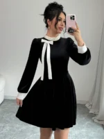 Rochie Scurta din Catifea Manny Neagra