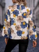 Bluza Phoebe Crem cu Print Floral - imagine 2