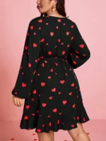 Rochie Scurta Rola Neagra cu Inimioare Rosii - Marimi Mari - imagine 2
