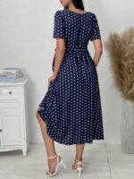 Rochie de Maternitate Midi Taisa Bleumarin cu Buline Albe - imagine 2