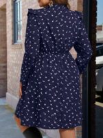 Rochie Scurta Ramona Bleumarin cu Print Alb - Marimi Mari - imagine 2