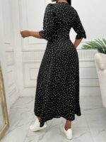 Rochie Lunga Becky Neagra cu Buline Albe - imagine 2
