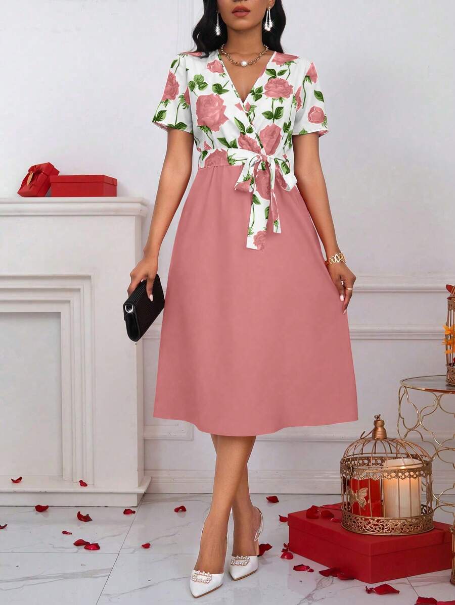 Junis 1 Rochie Midi Junis Roz Pudra - imagine 1