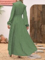 Rochie Lunga Sondra Verde cu Buline Albe - imagine 2