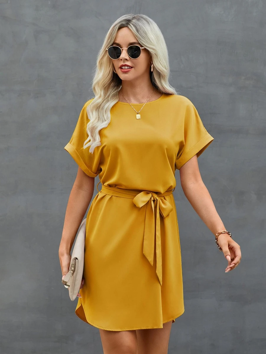 Ludvine 1 Rochie Scurta Ludvine Galben Mustar - imagine 1