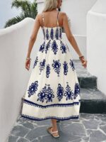 Rochie Midi Romi Alba cu Print Albastru - imagine 2
