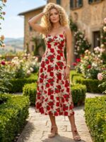 Rochie Midi Vanessa Bej Inflorata