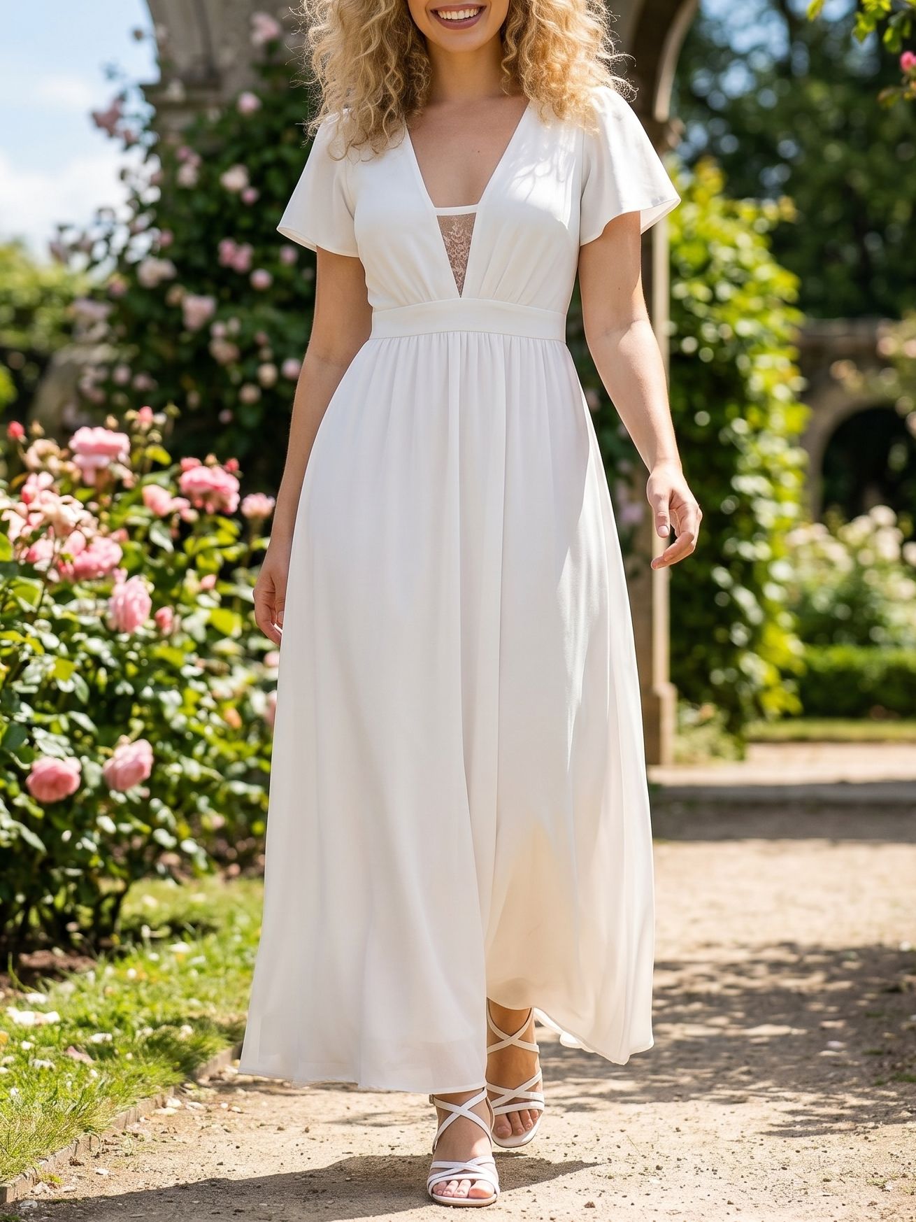 1463 Rochie Lunga Myra Alba - imagine 1