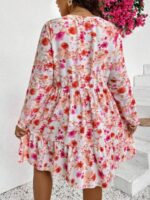 Rochie Scurta Martina Alba cu Print Floral Multicolor - Marimi Mari - imagine 2