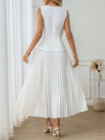 Compleu Comiza Alb cu Fusta Lunga - imagine 2
