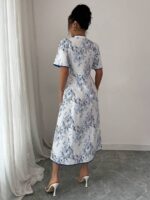 Rochie Midi Zya Alba cu Print Bleu - imagine 2
