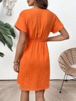 Rochie Scurta Raquel Portocalie din Bumbac - imagine 2