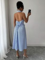 Rochie Midi Risa Alba cu Dungi Bleu - imagine 2