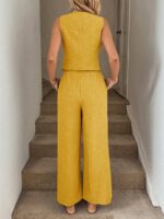 Compleu Lethia Galben format din Vesta si Pantalon - imagine 2