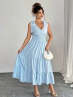 Rochie Lunga Daria Bleu - Marimi Mari - imagine 3