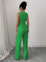 Compleu Leylla Verde format din Vesta si Pantalon - imagine 2