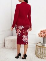 Compleu Soledad Grena format din Fusta Midi si Sacou - imagine 2