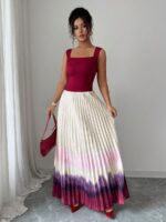 Rochie Lunga Nadyna Alba cu Grena - imagine 3