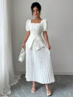 Rochie Lunga Lariza Crem - imagine 3