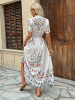 Rochie Lunga Carla Alba cu Print Floral - imagine 2