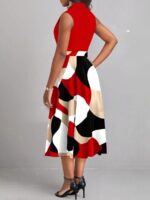 Rochie Midi Alexis Rosie cu Print Geometric Multicolor - imagine 2