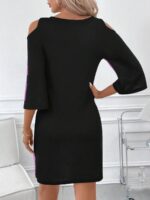 Rochie Scurta Diana Mov cu Negru - imagine 2