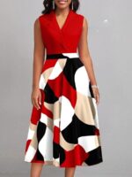 Rochie Midi Alexis Rosie cu Print Geometric Multicolor