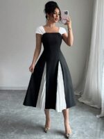 Rochie Midi Omaya Neagra cu Alb