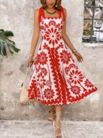 Rochie Midi Evelina Alba cu Print Portocaliu