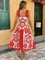 Rochie Midi Evelina Alba cu Print Portocaliu - imagine 3
