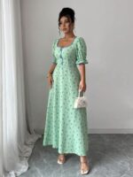 Rochie Lunga North Vernil cu Print Albastru