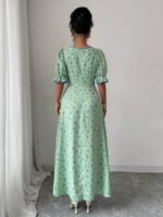 Rochie Lunga North Vernil cu Print Albastru - imagine 2