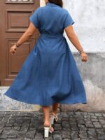 Rochie Midi Abrial Albastra - Marimi Mari - imagine 2