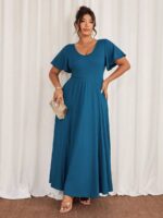 Rochie Lunga Izolda Albastra - Marimi Mari - imagine 3