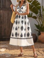 Rochie Midi Melvyn Alba cu Print Negru - imagine 3