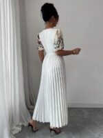 Rochie Lunga Monika Alba Plisata - imagine 2