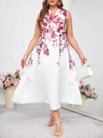 Rochie Midi Annabel Alba cu Print Grena - Marimi Mari