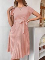 Rochie Scurta Hiba Roz cu Pliuri