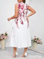 Rochie Midi Annabel Alba cu Print Grena - Marimi Mari - imagine 2