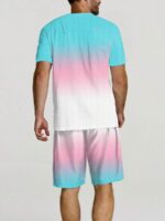 Compleu Barbati Cristian format din Tricou si Pantalon Albastru in Degrade - imagine 2