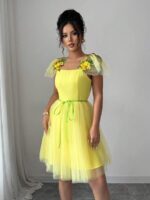Rochie Scurta Dames Galbena - imagine 3