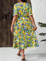 Rochie Midi Julieta Alba cu Print Lamai - Marimi Mari - imagine 2