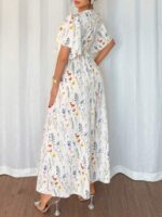 Rochie Lunga Alette Alba cu Print Multicolor - imagine 2