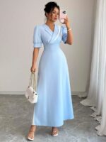 Rochie Lunga Corina Bleu cu Alb