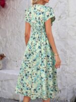 Rochie Midi Sorina Vernil cu Print Albastru - imagine 2