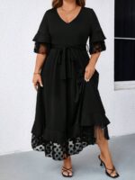 Rochie Lunga Bernarda Neagra  - Marimi Mari - imagine 3