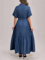 Rochie Lunga Ophelia Albastra - Marimi Mari - imagine 2