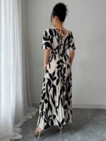 Rochie Lunga Ivana Alba cu Print Negru - imagine 2