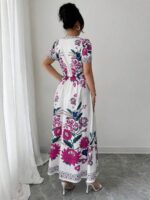Rochie Lunga Pelin Alba cu Print Multicolor - imagine 2