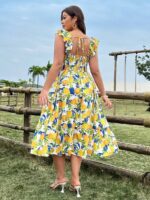 Rochie Midi Adria Alba cu Print Lamai - Marimi Mari - imagine 2